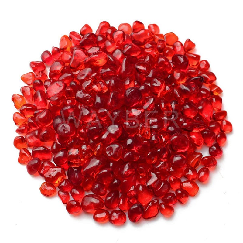 WAYBER Glass Stones, 1Lb/460g Irregular Sea Glass Pebbles Non-Toxic Artificial Crystal Stones for Vase Filler/Table Scatter/Aquarium Decoration/Handcraft Making/Jewelry Display, Red - Image 1