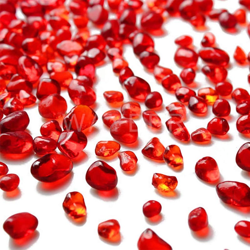 WAYBER Glass Stones, 1Lb/460g Irregular Sea Glass Pebbles Non-Toxic Artificial Crystal Stones for Vase Filler/Table Scatter/Aquarium Decoration/Handcraft Making/Jewelry Display, Red - Image 5