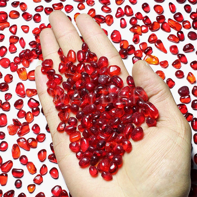 WAYBER Glass Stones, 1Lb/460g Irregular Sea Glass Pebbles Non-Toxic Artificial Crystal Stones for Vase Filler/Table Scatter/Aquarium Decoration/Handcraft Making/Jewelry Display, Red - Image 2