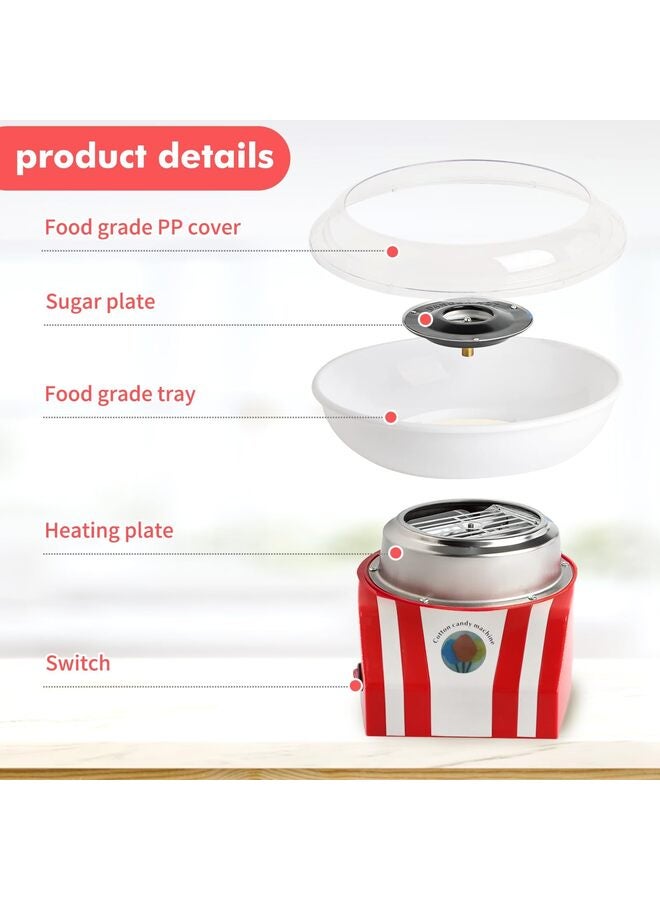 Cotton Candy Machine - Bright, Colorful Style- Makes Hard and Sugar Free Candy, Sugar Floss, Homemade Sweets for Birthday Parties,RED - Image 2