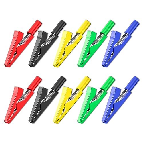 Goupchn Insulated Alligator Clips Electrical 10PCS Five Colors Crocodile Clamps for 2mm Test Probes, 2mm Banana Plugs - Image 1