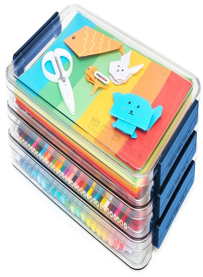 CATOOMUU Clear Portable Slim Project Case 8.5" X 13" Plastic Storage File Box For Letter A4 Paper Photo Documents Scrapbook, 3 Count - Image 1