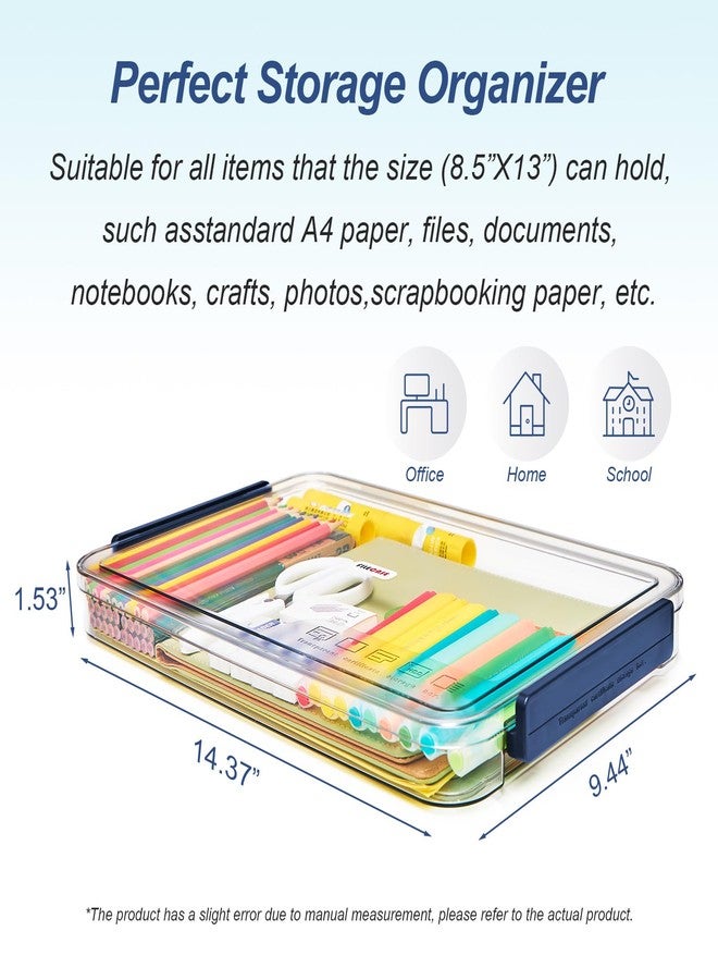 CATOOMUU Clear Portable Slim Project Case 8.5" X 13" Plastic Storage File Box For Letter A4 Paper Photo Documents Scrapbook, 3 Count - Image 3