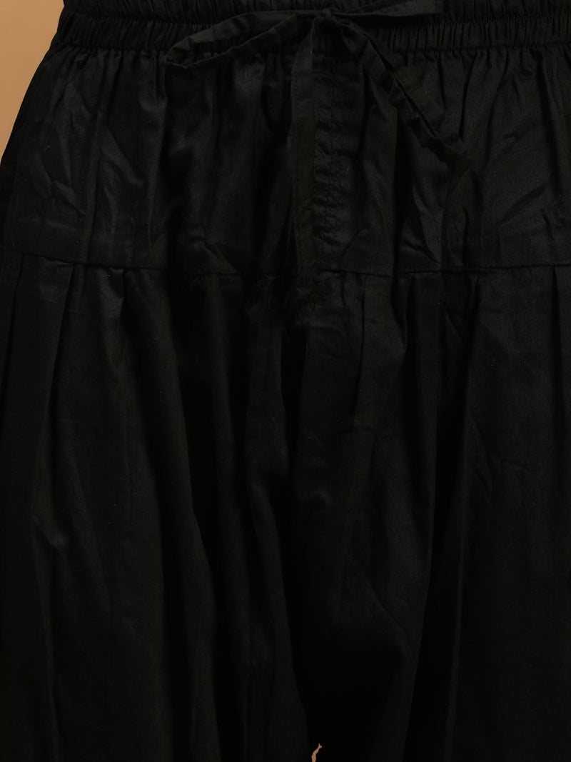 VASTRAMAY Men's Black Viscose Kurta and Patiala Set | Mirror Work Embellished Viscose Kurta for Men with Fluid Fabric Patiala - Image 5