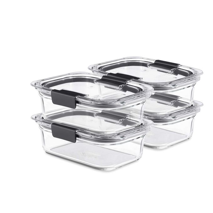 Rubbermaid Brilliance Glass Food Storage Containers, 3.2 Cup Food Containers with Lids, 4 Pack (8 Pieces Total), BPA Free and Leak Proof - Image 1