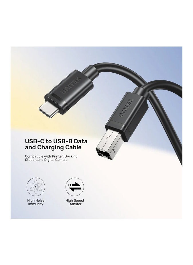UNITEK USB C to B Cable, USB C Printer Cable Type C Male to USB B Male Lead Compatible With iPhone 16/15, Samsung S24 Series, MacBook, Dell, HP Spectre X2, Google Chromebook Pixel, Microsoft Surface Pro, MIDI Keyboard, DAC Decoder-  Black  - Image 2