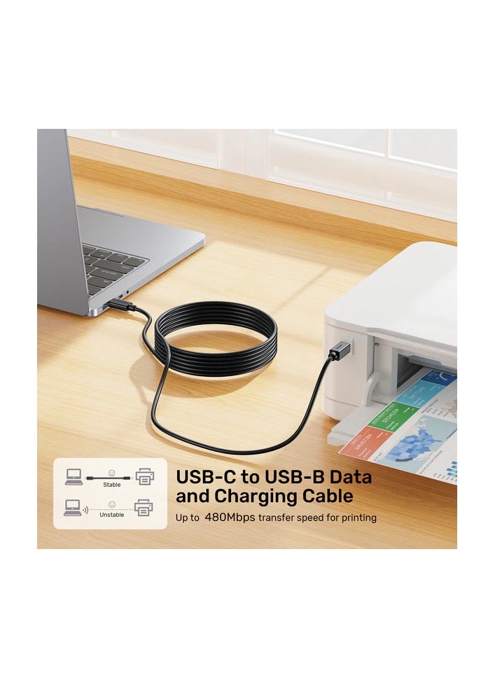 UNITEK USB C to B Cable, USB C Printer Cable Type C Male to USB B Male Lead Compatible With iPhone 16/15, Samsung S24 Series, MacBook, Dell, HP Spectre X2, Google Chromebook Pixel, Microsoft Surface Pro, MIDI Keyboard, DAC Decoder-  Black  - Image 3