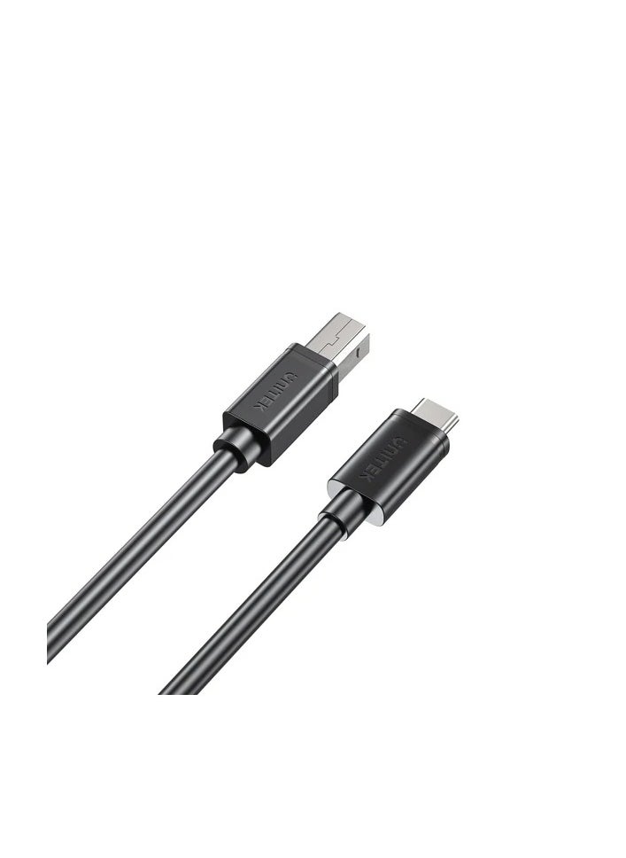 UNITEK - USB C to B Cable, USB C Printer Cable Type C Male to USB B Male Lead Compatible With iPhone 16/15, Samsung S24 Series, MacBook, Dell, HP Spectre X2, Google Chromebook Pixel, Microsoft Surface Pro, MIDI Keyboard, DAC Decoder-  Black - Image 1