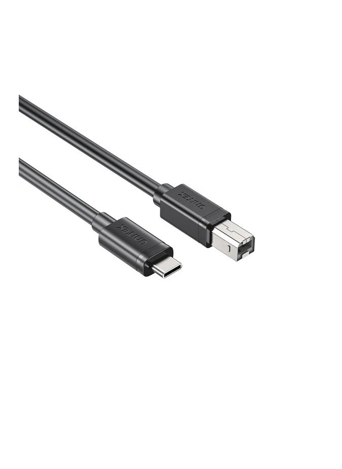 UNITEK - USB C to B Cable, USB C Printer Cable Type C Male to USB B Male Lead Compatible With iPhone 16/15, Samsung S24 Series, MacBook, Dell, HP Spectre X2, Google Chromebook Pixel, Microsoft Surface Pro, MIDI Keyboard, DAC Decoder-  Black - Image 1