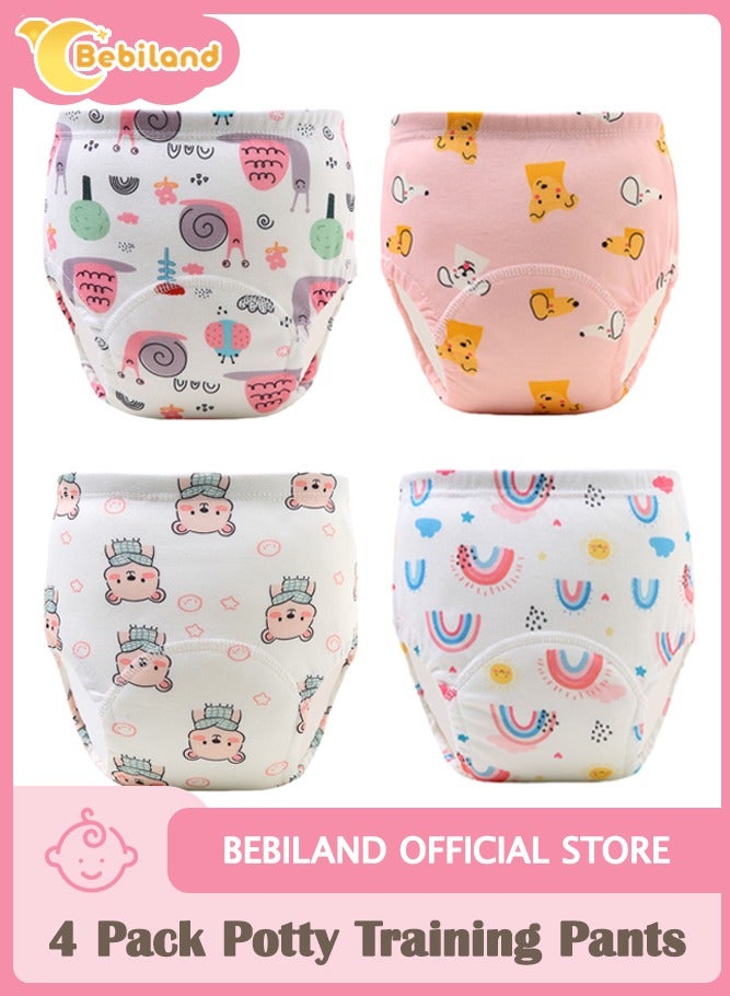 بيبي لاند سروال تدريب للأطفال، 4 قطع - سراويل تدريب قابلة للسحب ممتصة للرطوبة (6 طبقات) لتعليم استخدام الحمام، ناعمة ومريحة للأولاد والبنات، مقاومة للتسرب، خصر مرن 360° (مقاسات L) - Image 1
