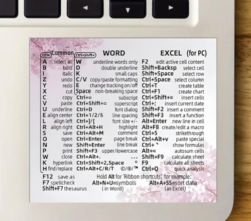 MAKTEM Word and Excel Reference Guide Sticker, Function Key Decals for Universal Laptop, Desktop, Window Tips, Waterproof, Anti-Scratch, 1PC (Window Cherry Blossom) - Image 4