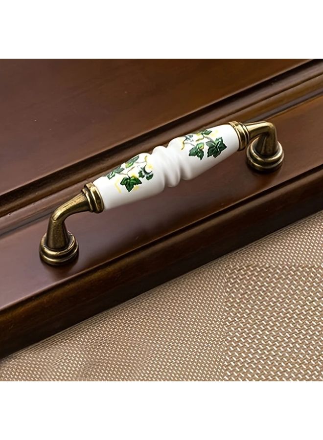 Set Of 6 Antique Green And Brown Botanical Cabinet Knobs Rustic Zinc Alloy Copper Finish With Screws Included Vintage Farmhouse Hardware For Cabinets Dressers Furniture Doors Red 5 Inch 128 Mm Hole Center - Image 4