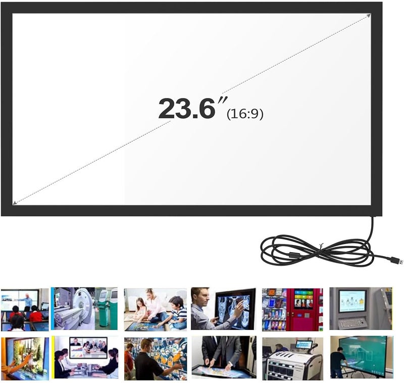 Bewinner Infrared Touch Frame, Interactive IR Touch Overlay Panel for Education, Digital Signage with USB Interface,Aluminum Alloy Touch Screen Overlay (23.6 inch) - Image 3