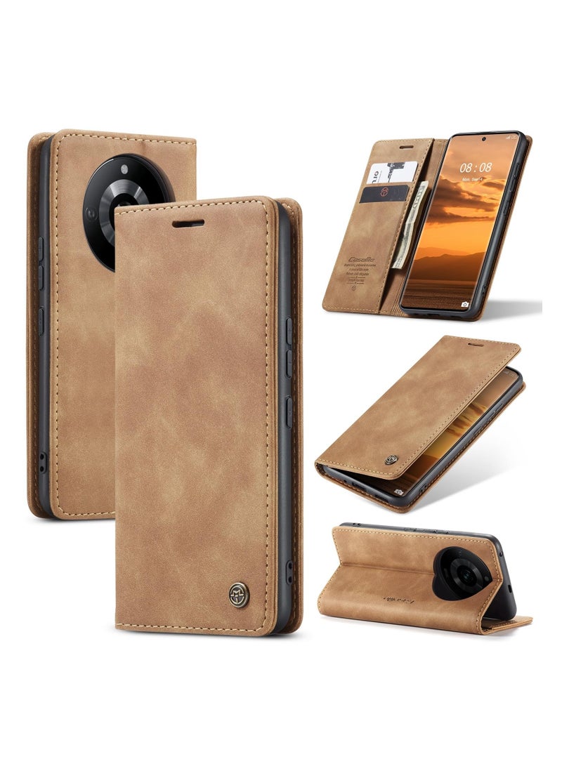 CaseMe Phone Case Luxury PU Leather Design 013 Flip Cover Card Slot Holder Cover For Realme 11 Pro /Realme 11 Pro Plus (Brown) - Image 1