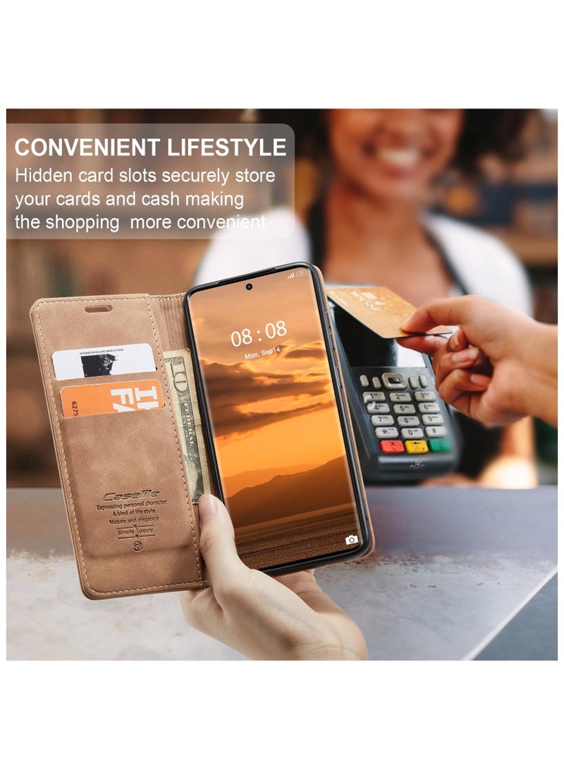 CaseMe Phone Case Luxury PU Leather Design 013 Flip Cover Card Slot Holder Cover For Realme 11 Pro /Realme 11 Pro Plus (Brown) - Image 3
