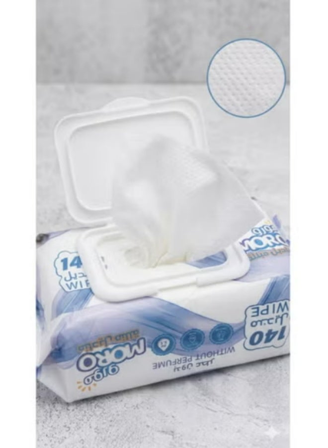 Moro Wet Wipes 3 Packs – 140 Wipes per Pack – Fragrance-Free – For Sensitive Skin - Image 2