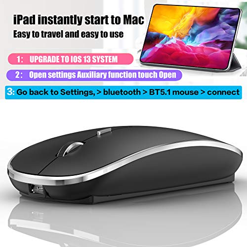 Harfoowo Rechargeable Bluetooth Mouse, Black, 450mAh Battery, 3 DPI Levels, Skin-Friendly, 10-Minute Power Saving - Image 4