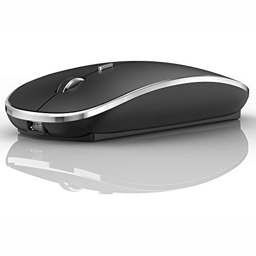 Harfoowo Rechargeable Bluetooth Mouse, Black, 450mAh Battery, 3 DPI Levels, Skin-Friendly, 10-Minute Power Saving - Image 1