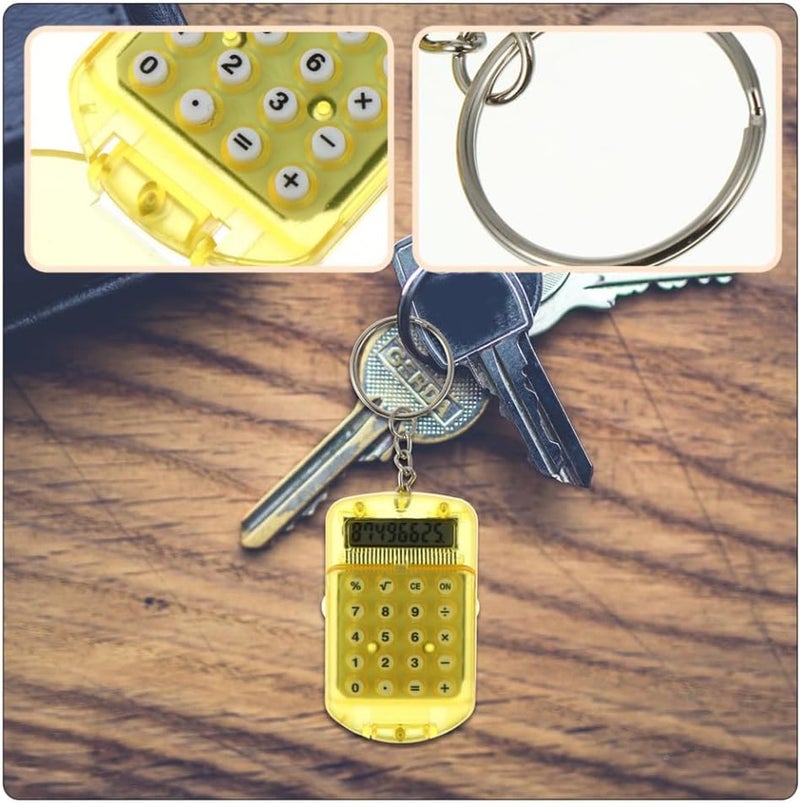 4pcs Mini Electronic Calculators with Keyrings Portable Pocket LCD Display Compact Calculator Keychain for Students Home Office Use - Image 4