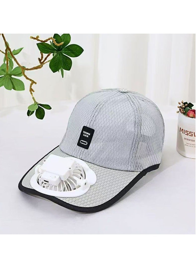 Generic Cross border summer sunshade, sun protection, charging fan hat, outdoor breathable adult men's and women's fishing, baseball, duck tongue net hat