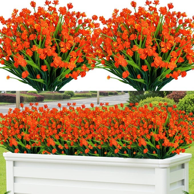 10PCS ARTIFICIAL FLOWERSFAKE FLOWERS PICKS FOR OFFICE DECORATIONS FLORAL ARRANGEMENTS DIY WREATH HOLIDAY TABLES PARTY HOME DECOR AND HOME GARDEN DECORATIONORANGE