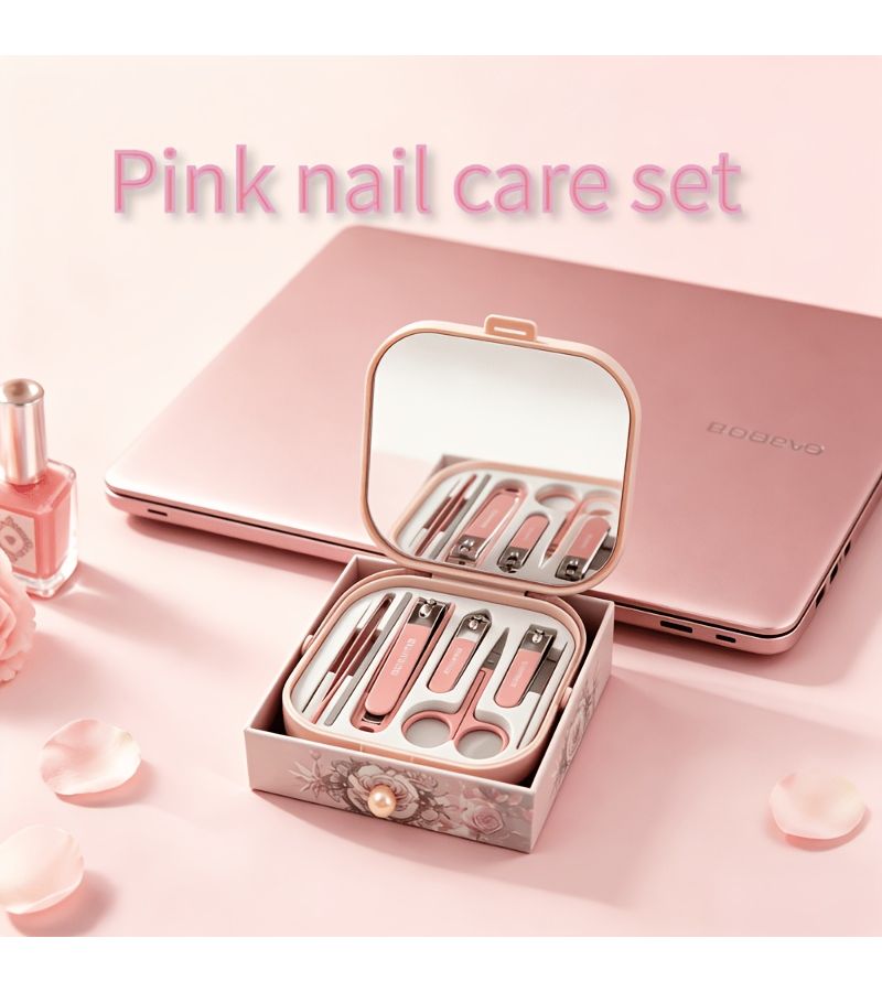 Pink Gift Box Nail Kit With Mirror Portable Nail Clipper Set Professional Toenail And Nail Care Tools For Women Ideal For Home Travel Use Birthday And Holiday Gifting - Image 4