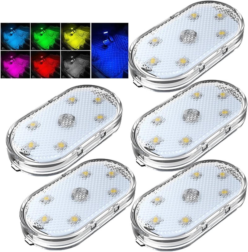 كلاراكو مصباح LED يعمل باللمس مع شحن USB، مصباح LED يعمل باللمس، مصابيح LED داخلية للسيارة، إضاءة السيارة، مصباح LED داخلي للسيارة، مصباح ليلي للسيارة (ملون، 5 قطع) - Image 1