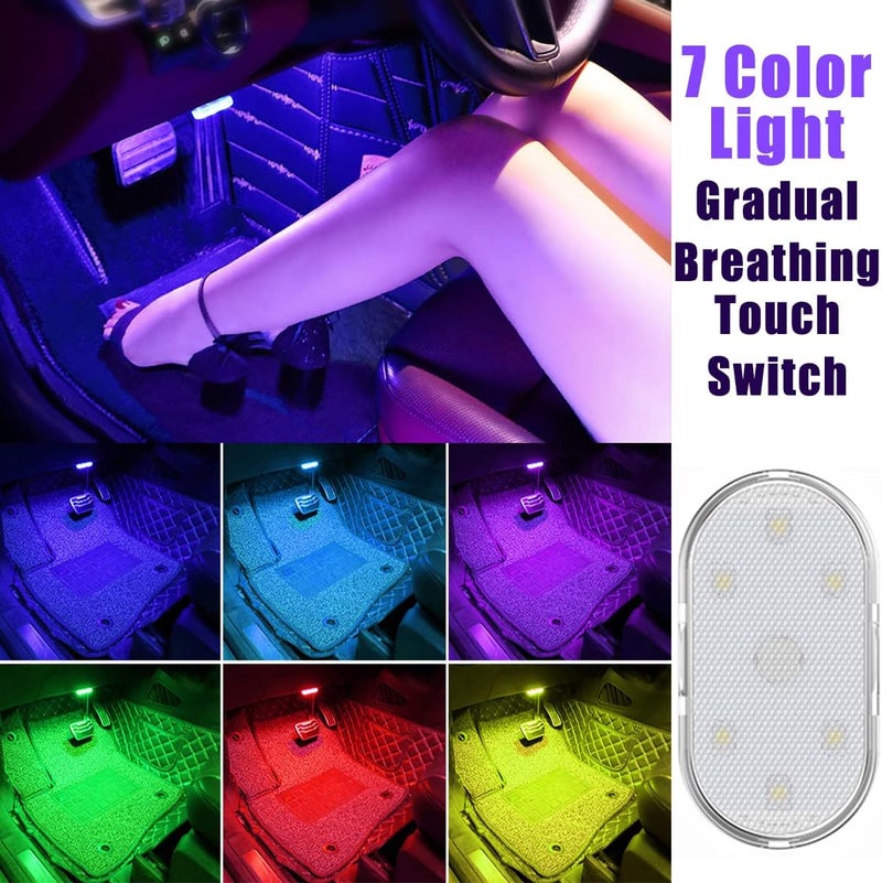 كلاراكو مصباح LED يعمل باللمس مع شحن USB، مصباح LED يعمل باللمس، مصابيح LED داخلية للسيارة، إضاءة السيارة، مصباح LED داخلي للسيارة، مصباح ليلي للسيارة (ملون، 5 قطع) - Image 2