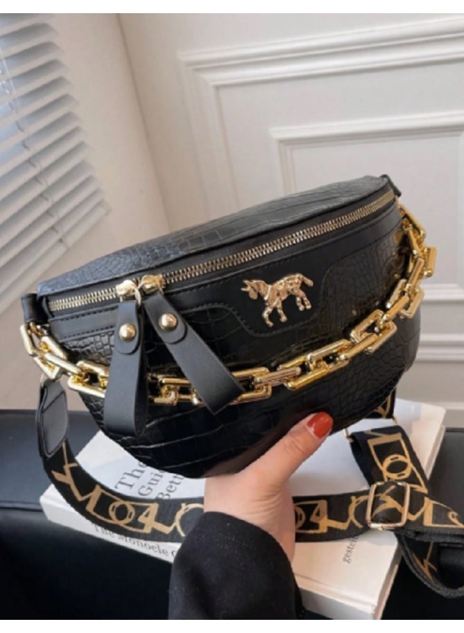 Shein SHEIN Fashionable Cute Small Horse & Crocodile Print Fanny Pack Chest Bag, Super For Women - Image 1