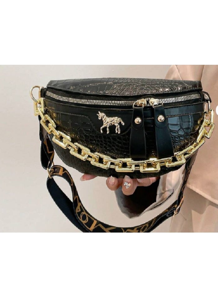 Shein SHEIN Fashionable Cute Small Horse & Crocodile Print Fanny Pack Chest Bag, Super For Women - Image 4