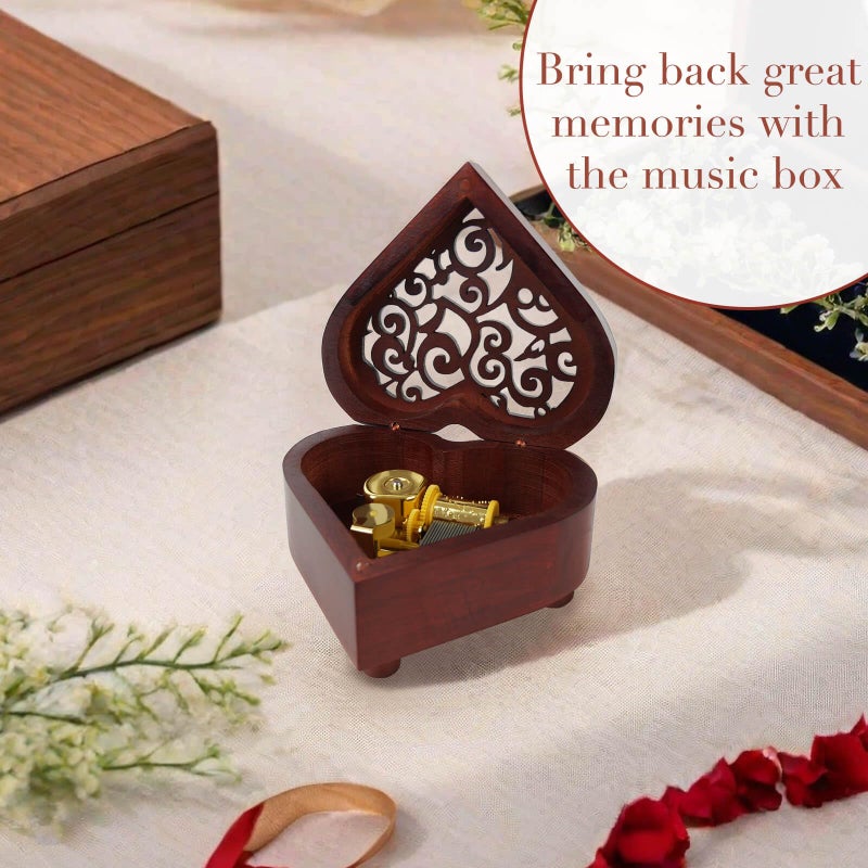 Gzdiyty You are My Sunshine Music Box, Heart Shaped Wind Up Cute Wood Engraved Vintage Musical Gifts for Lover Girlfriend Boyfriend Husband Wife Woman Valentine's Day Christmas Anniversary Birthday Wedding - Image 4