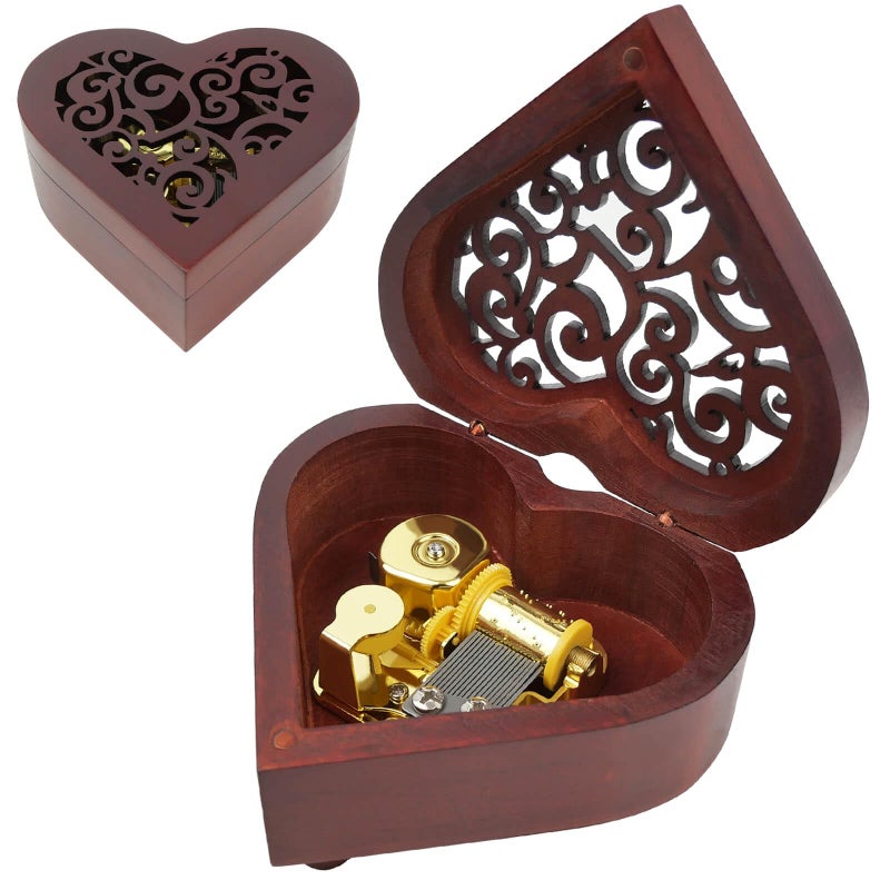 Gzdiyty You are My Sunshine Music Box, Heart Shaped Wind Up Cute Wood Engraved Vintage Musical Gifts for Lover Girlfriend Boyfriend Husband Wife Woman Valentine's Day Christmas Anniversary Birthday Wedding - Image 1