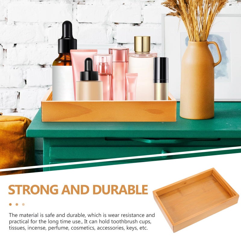 Wooden Vanity Tray For Jewelry And Bathroom Organizer On Countertop Dresser - Image 4