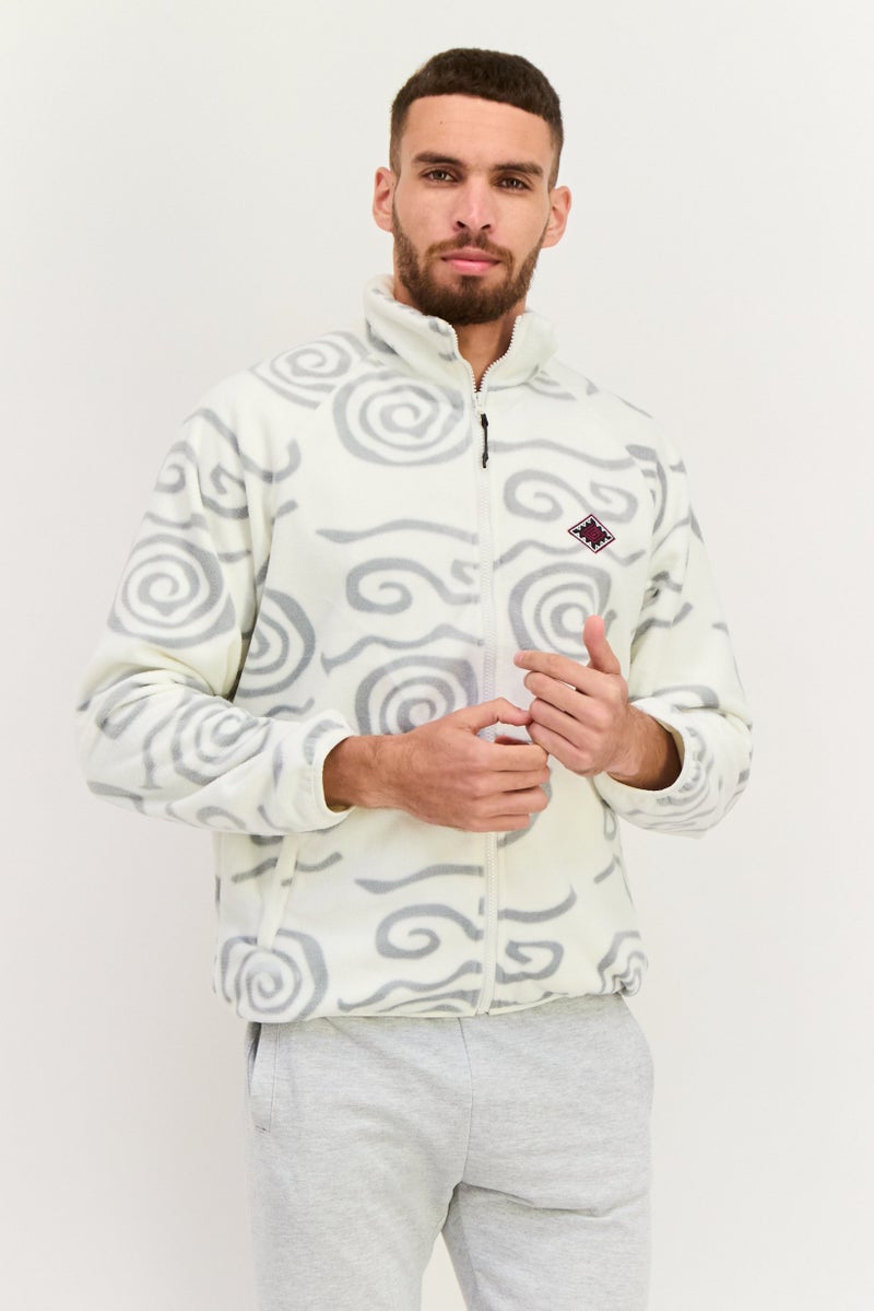 Gotcha جاكيت سافل شيل مطبوع بالكامل للرجال، أبيض فاتح - Image 1