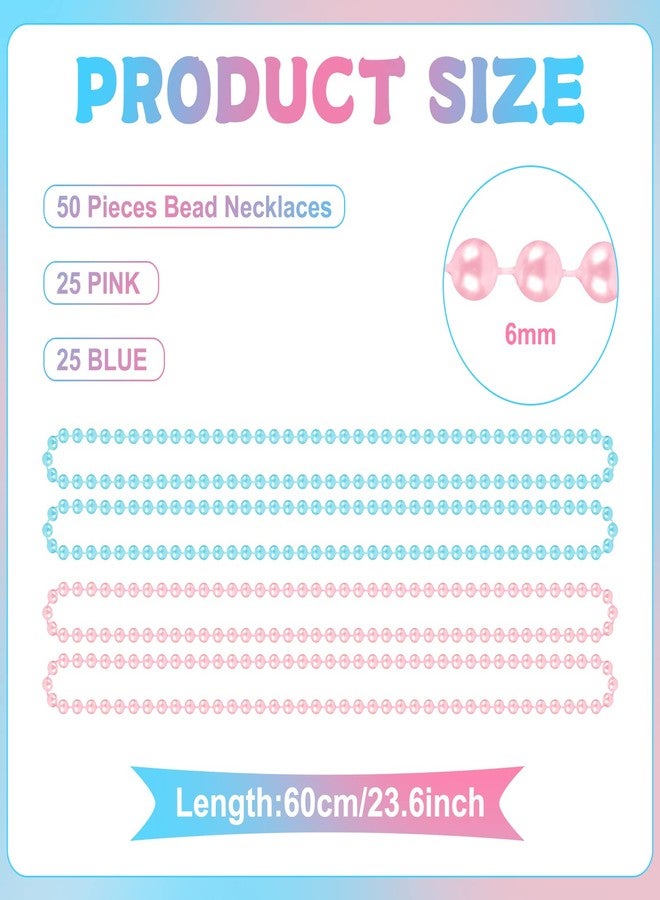 سوريو مجموعة خرز كشف جنس المولود من Sureio، ٥٠ قطعة، خرز بلاستيكي أزرق ووردي، أزرق، ٢٤ بوصة، ٦ مم، لوازم حفلات إعلان جنس المولود، هدايا تذكارية لحفلات كشف جنس المولود - Image 2