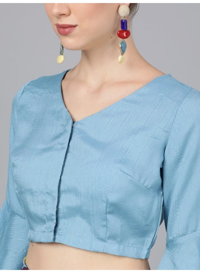 أيه كيه إس طقم ليجن بطباعة رقمية زرقاء مع بلوزة - Image 2