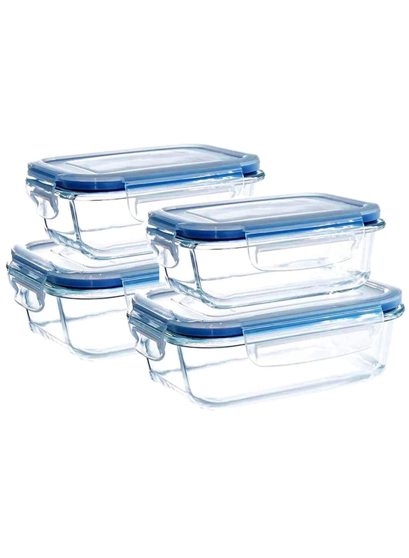 [3Diamonds] Glass Containers BPA-Free Locking lids Food Storage Container 100% Leakproof Glass Lunch Boxes, Freezer Storage container with Lids Airtight, Glass Food Storage (Set of 4) 