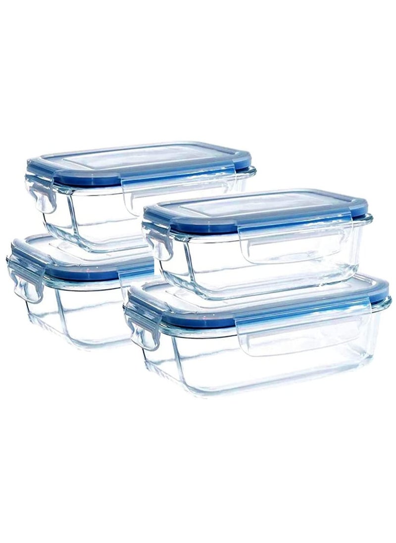 3Diamonds - Glass Containers with BPA-Free Locking Lids - Food Storage Containers, 100% Leakproof Glass Lunch Boxes, Freezer Storage Containers with Airtight Lids - Set of 4, Glass Food Storage - Image 1