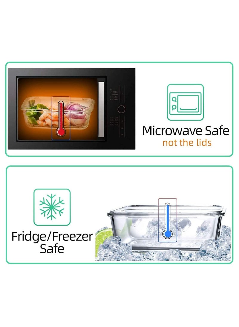 3Diamonds - Glass Containers with BPA-Free Locking Lids - Food Storage Containers, 100% Leakproof Glass Lunch Boxes, Freezer Storage Containers with Airtight Lids - Set of 4, Glass Food Storage - Image 1