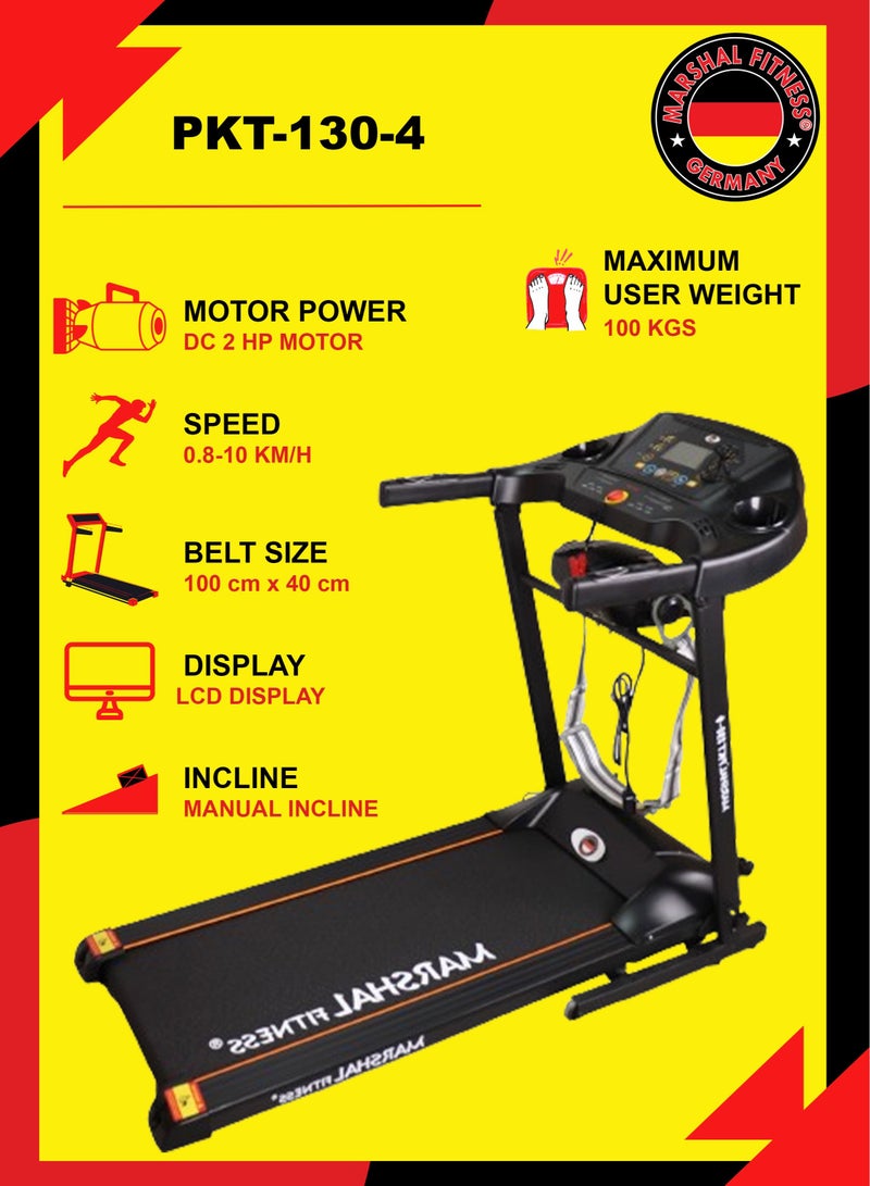 Marshal Fitness PKT-130-4 LCD Display Low Noise 2 HP DC Motor Manual Incline Foldable Treadmill With Massager For Home Use - Image 2