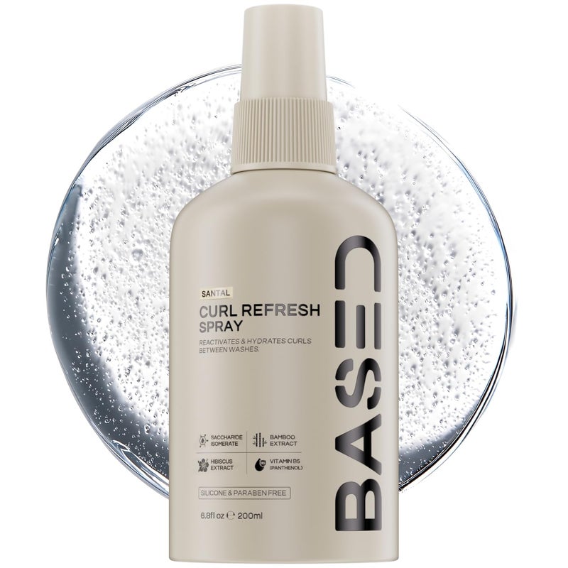 Based Bodyworks BASED Curl Refresh Spray - Instantly Refresh & Define Curls Without Buildup - Lightweight Hydrating Formula with Bamboo & Hibiscus Extract - Non-Toxic, Paraben Free (6.8 fl oz, Pack of 1) - Image 1
