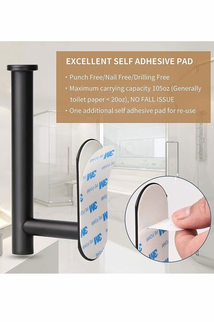 حامل ورق المرحاض - حامل ورق المرحاض الحمام اللاصق ذاتياً مثبت على الجدار ، من الفولاذ المقاوم للصدأ مع حامل لفة ورق المرحاض ملصق على الجدار ، لا حفر - أسود - Image 5