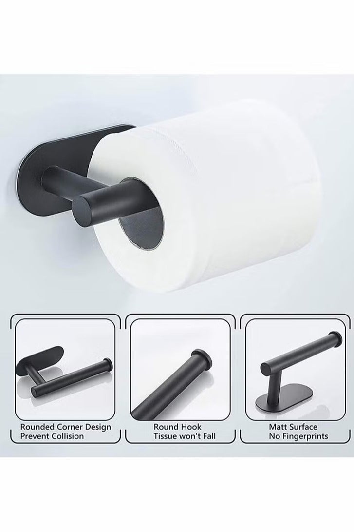 حامل ورق المرحاض - حامل ورق المرحاض الحمام اللاصق ذاتياً مثبت على الجدار ، من الفولاذ المقاوم للصدأ مع حامل لفة ورق المرحاض ملصق على الجدار ، لا حفر - أسود - Image 4