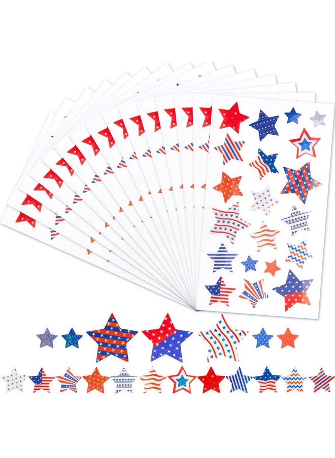 Fancy Land - Patriotic Sticker 4Th Of July Stars Metallic Red White & Blue Star 80Pcs - Image 1
