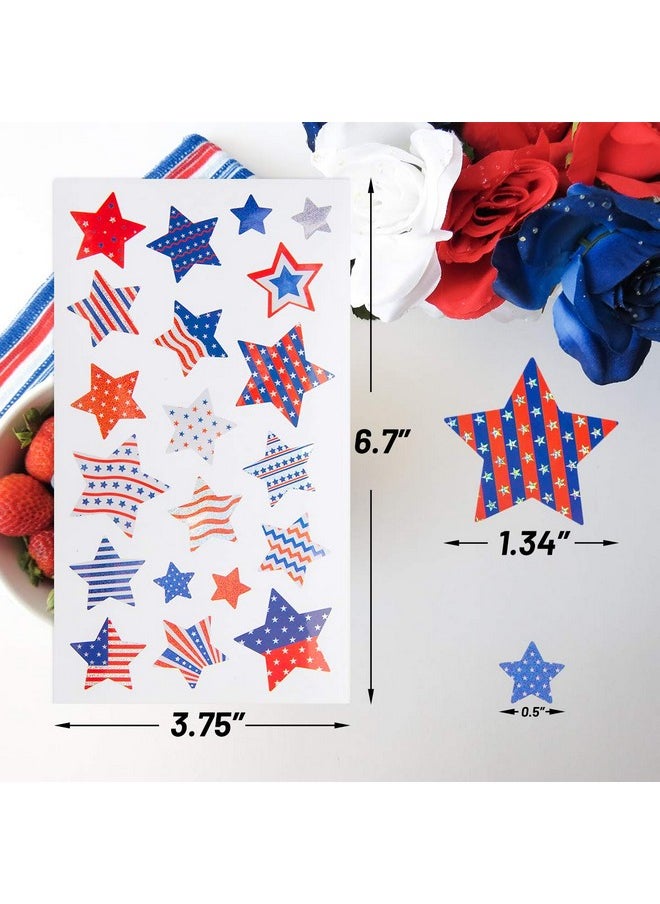 Fancy Land - Patriotic Sticker 4Th Of July Stars Metallic Red White & Blue Star 80Pcs - Image 1