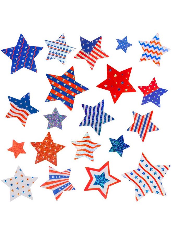 Fancy Land - Patriotic Sticker 4Th Of July Stars Metallic Red White & Blue Star 80Pcs - Image 1