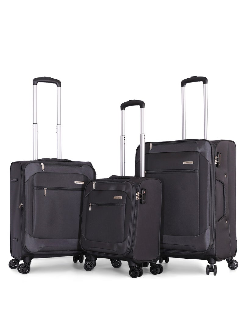 GIORDANO Giordano Trolley Bags 3 PCS Set Softside Suitcase,Grey  - Image 1