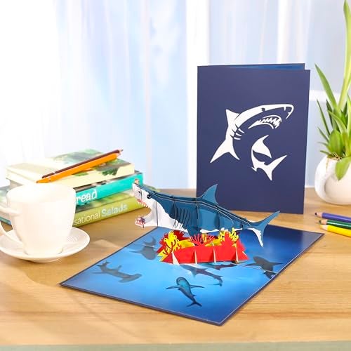 Rykamia Shark Pop Up Card - Blank Card With Envelop for Boys & Girls, Birthday/Gift, Just Because, Get Well Soon, Thank You - Image 5