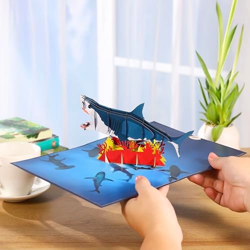 Rykamia Shark Pop Up Card - Blank Card With Envelop for Boys & Girls, Birthday/Gift, Just Because, Get Well Soon, Thank You - Image 3