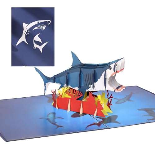 Rykamia Shark Pop Up Card - Blank Card With Envelop for Boys & Girls, Birthday/Gift, Just Because, Get Well Soon, Thank You - Image 1
